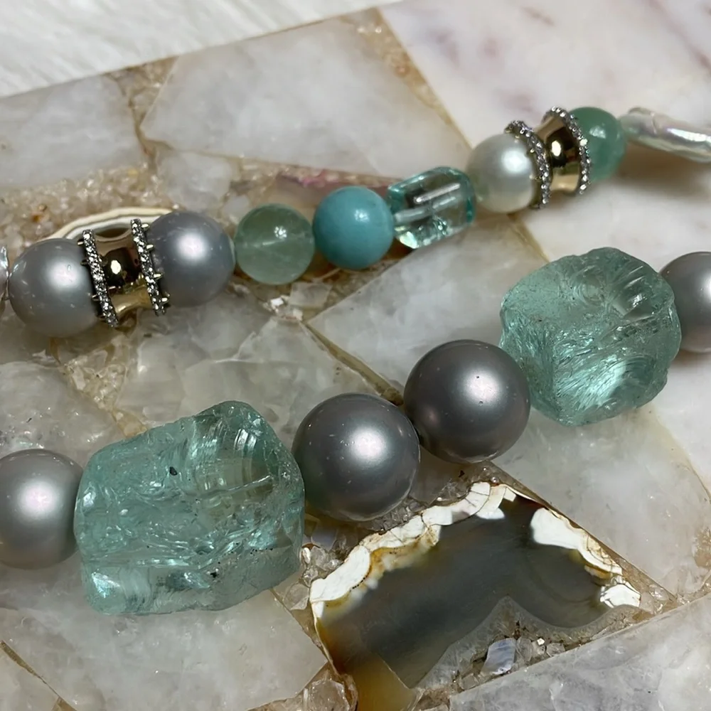 🩵HP 🐳 RARE! ALEXIS BITTAR LARGE BAUBLE NECKLACE Freshwater Pearl Statement Piece - Picture 9 of 11